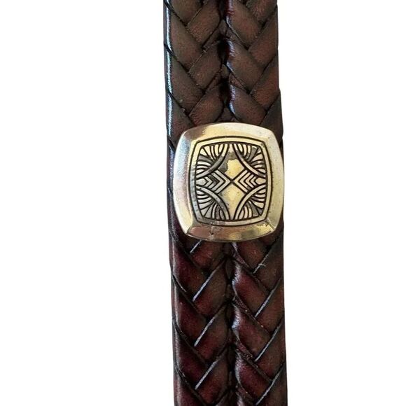 Brighton Women\'s Brown Braided  Woven Leather Brown Belt with Metal Studs Sz M/L main image 9